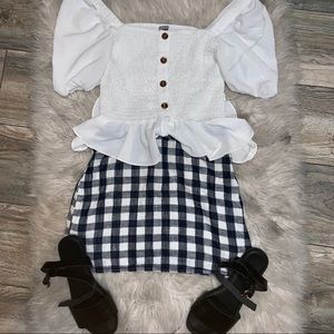 Forever 21 Navy Blue Gingham Mini Skirt